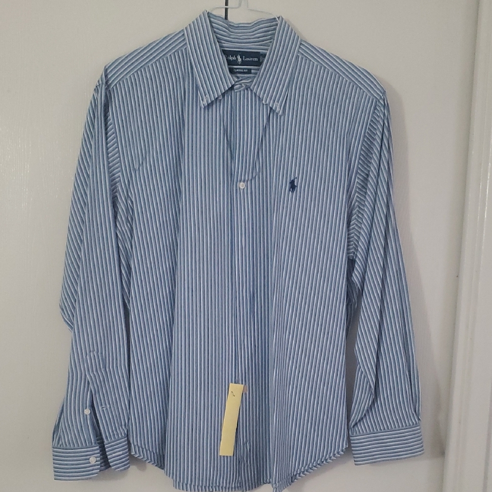 Ralph Lauren Men’s Blue & White Striped Button-Down Shirt